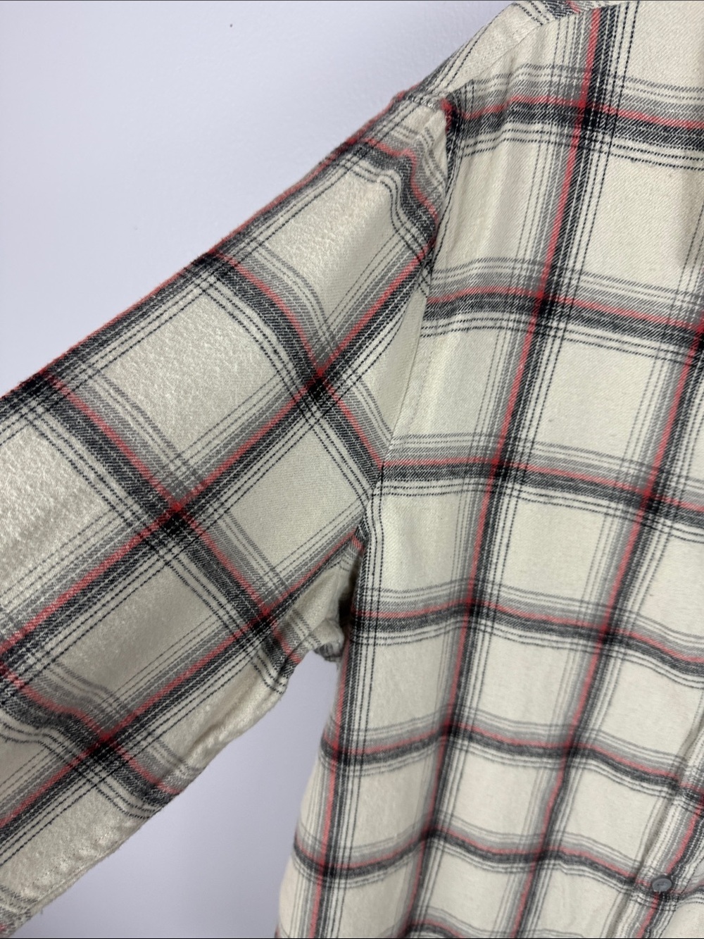 Abound Cotton Men's Plaid Flannel Button Down Shirt Off-White Red Grey Size L - Picture 4 of 12